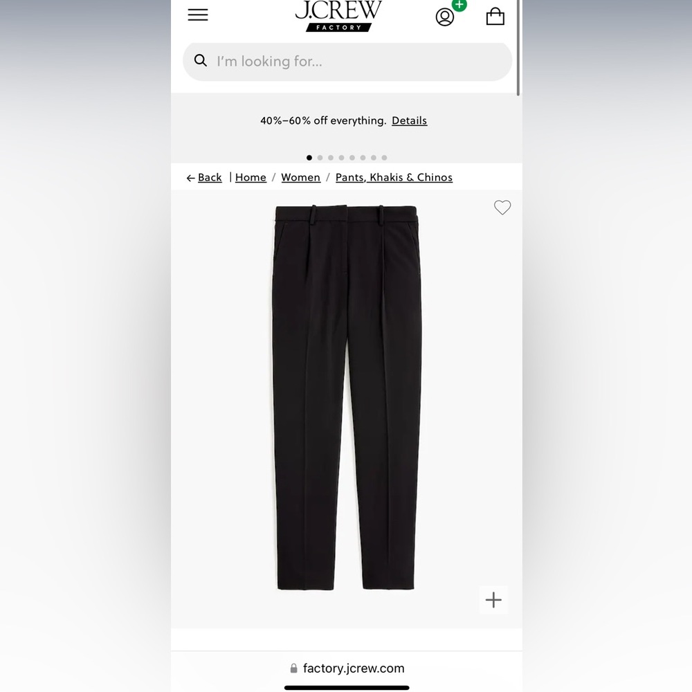J Crew Factory Pleated Trouser Black size 2